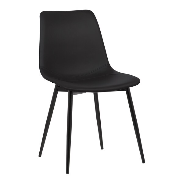 Armen Living Monte Contemporary Dining Chair in Black Faux Leather with Black Metal Legs LCMOCHBLACK - main
